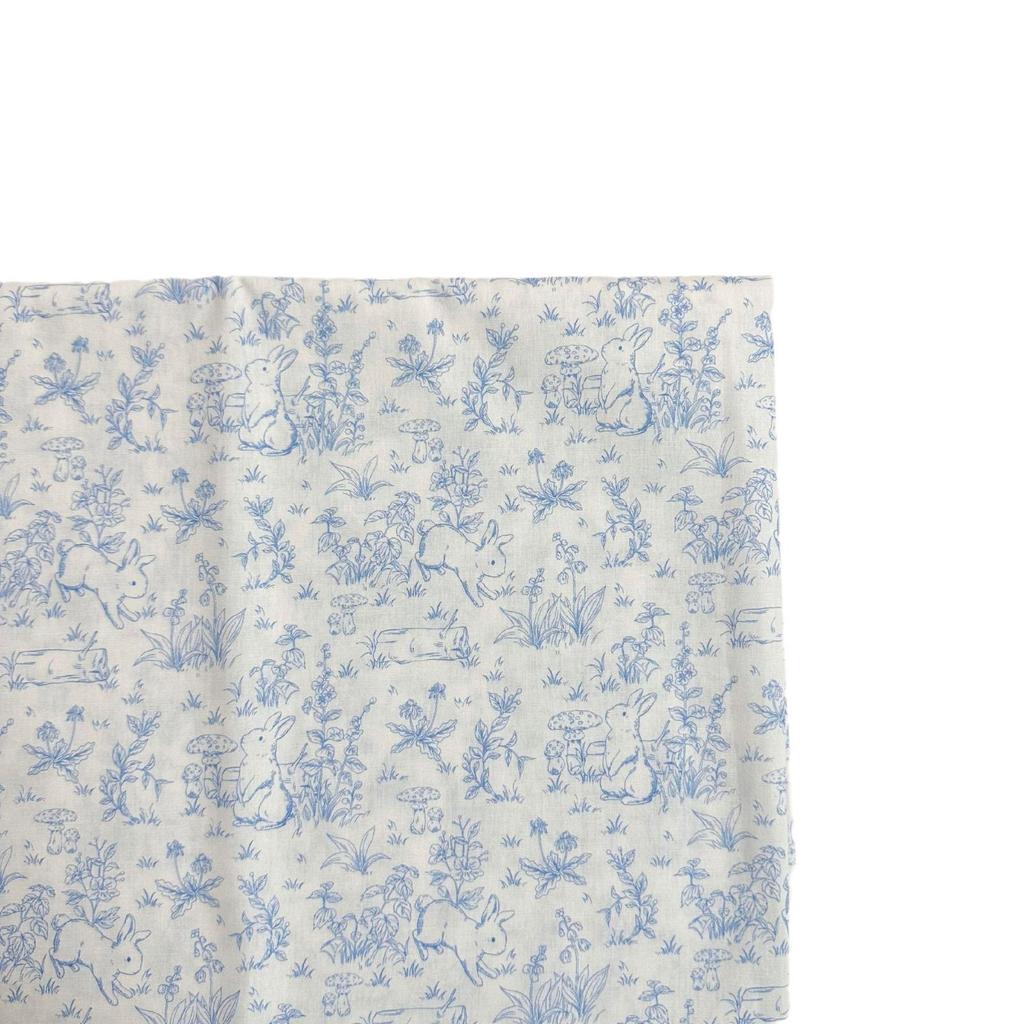 100% Cotton Digital Print Fabric with Artistic Rabbit Flower Design for Women's, Children's, and Parent-Child Clothing & DIY Home Projects