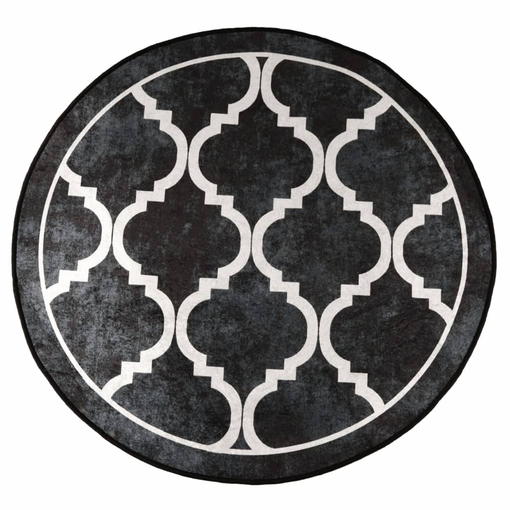 Washable Rug Black and White Ø 120 cm