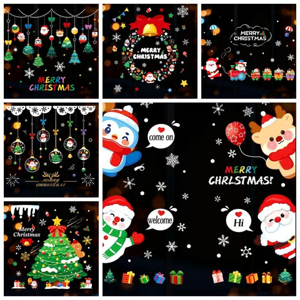 Santa Claus Christmas Tree Christmas Window Stickers Reusable Stickers Glass Stickers Christmas Wall Sticker PVC Electrostatic