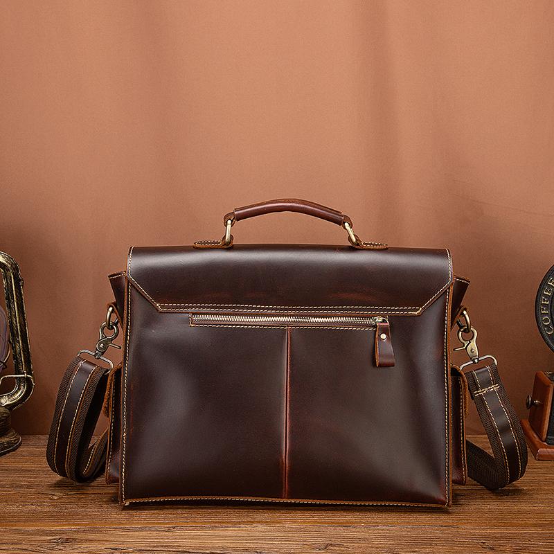 Men Crazy Horse Leather Antique Vintage Design Business Briefcase Laptop Bag Attache Messenger Bag Tote Portfolio