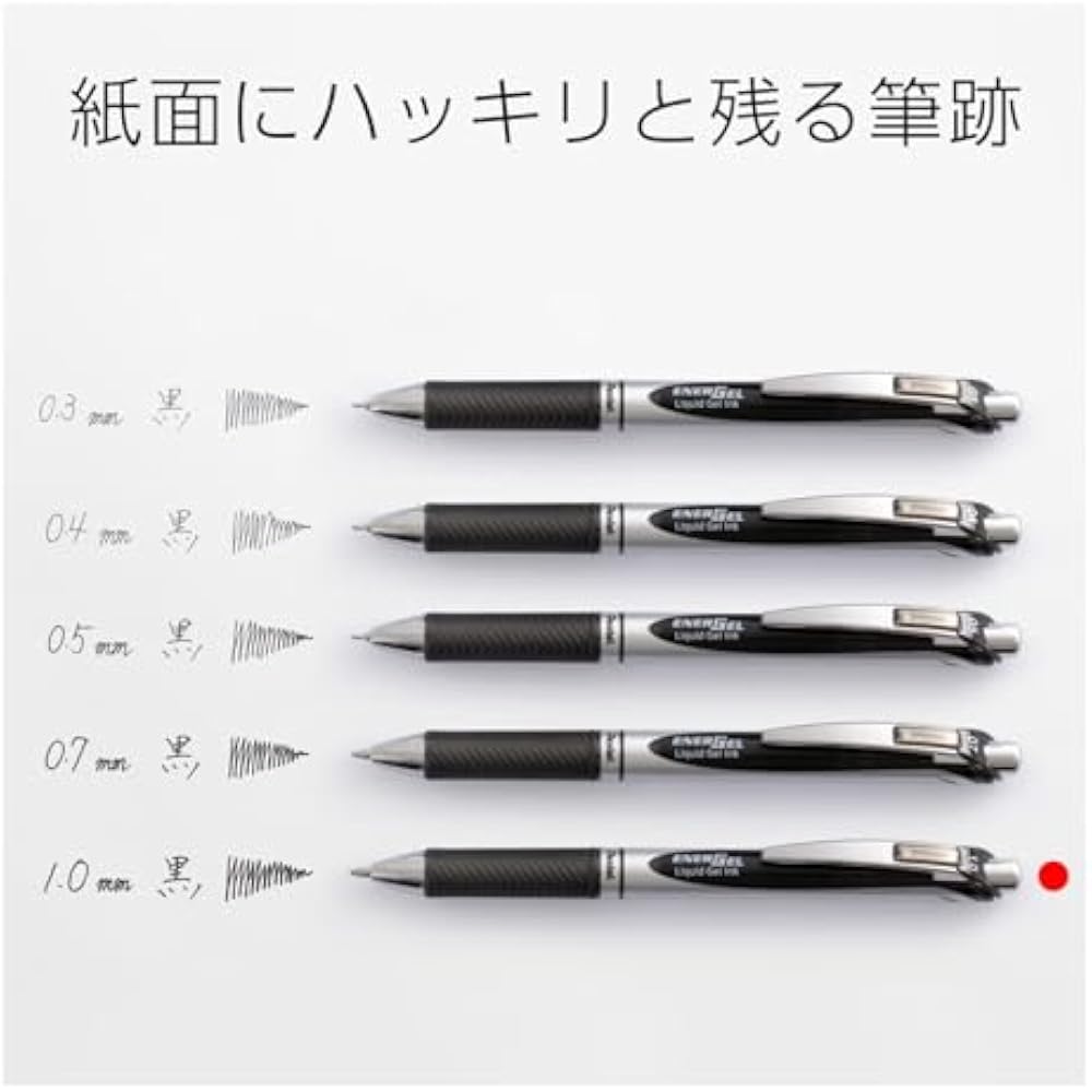 Pentel Шариковая ручка Гелевые чернила Гелевая Нажимной механизм 1,0 мм Серебристый корпус BL80-A Черный