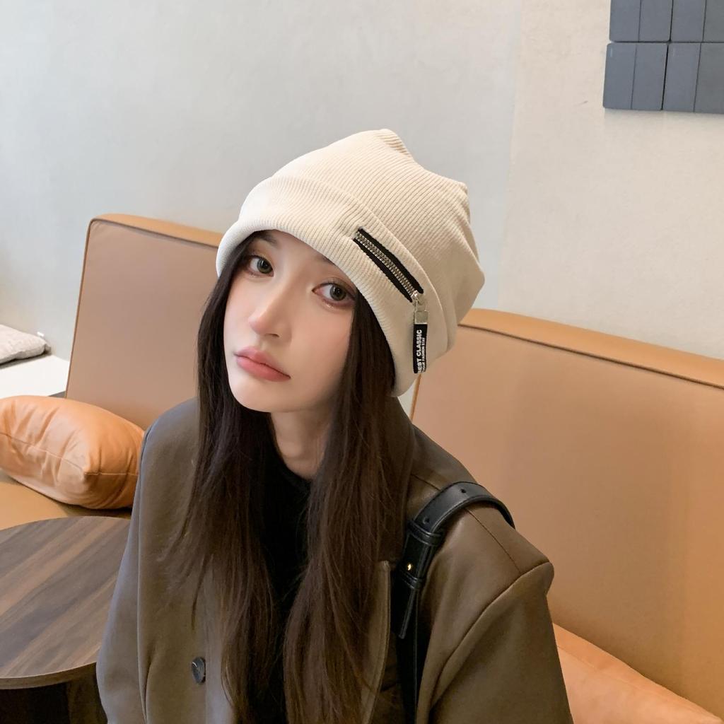 Персонализированная шапка-бини на молнии женская осенне-зимняя новая маленькая вязаная сумка-шапка вельветовая теплая шапка тренд