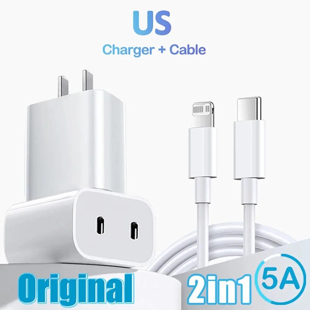 Зарядное устройство PD 40 Вт Двойное USB C Зарядное устройство для быстрой зарядки QC3.0 Зарядное устройство для мобильного телефона Адаптер питания для iPhone 16 15 14 Xiaomi Настенное зарядное устройство