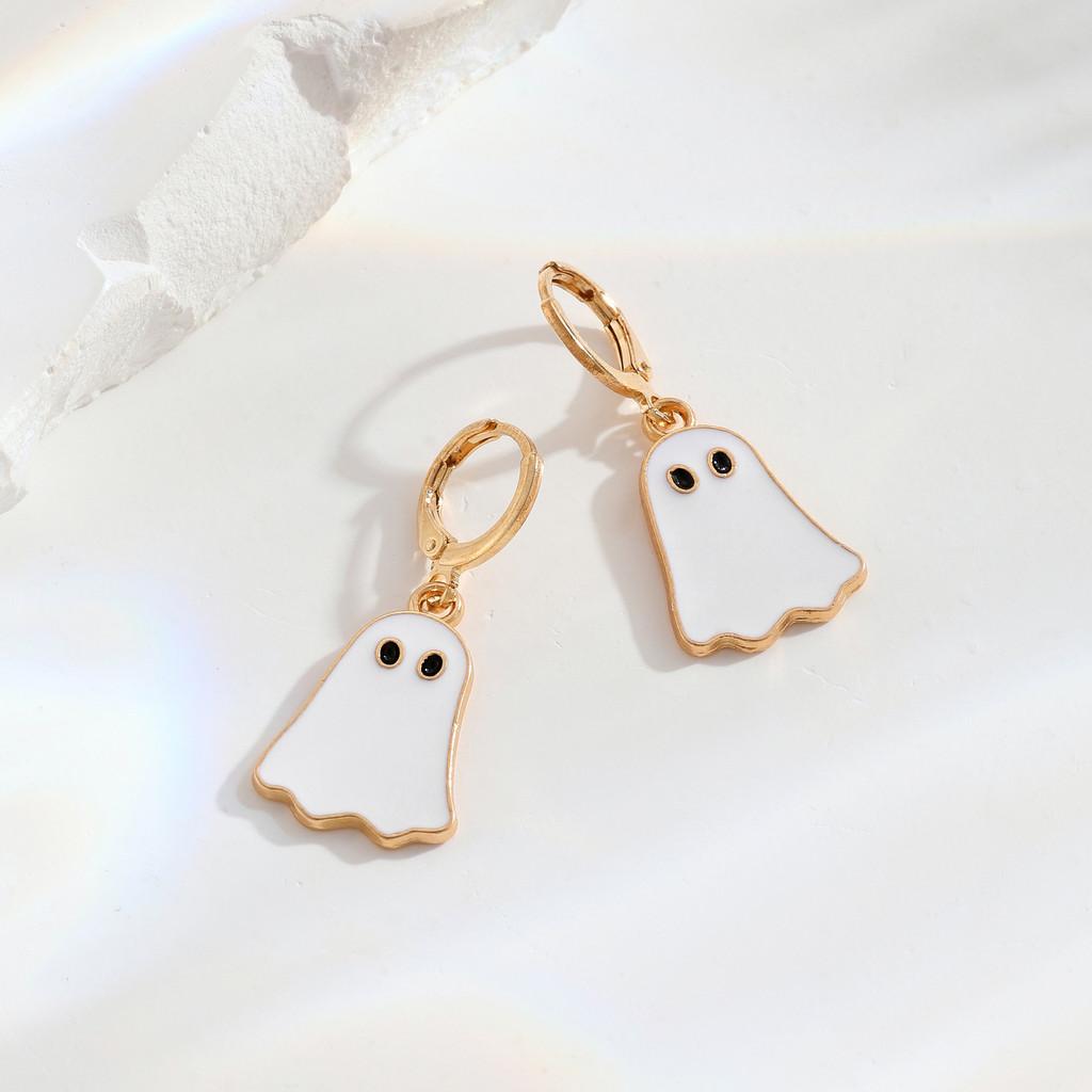 Cute And Playful Gold Ghost Earrings For Women Perfect For Halloween Festivities