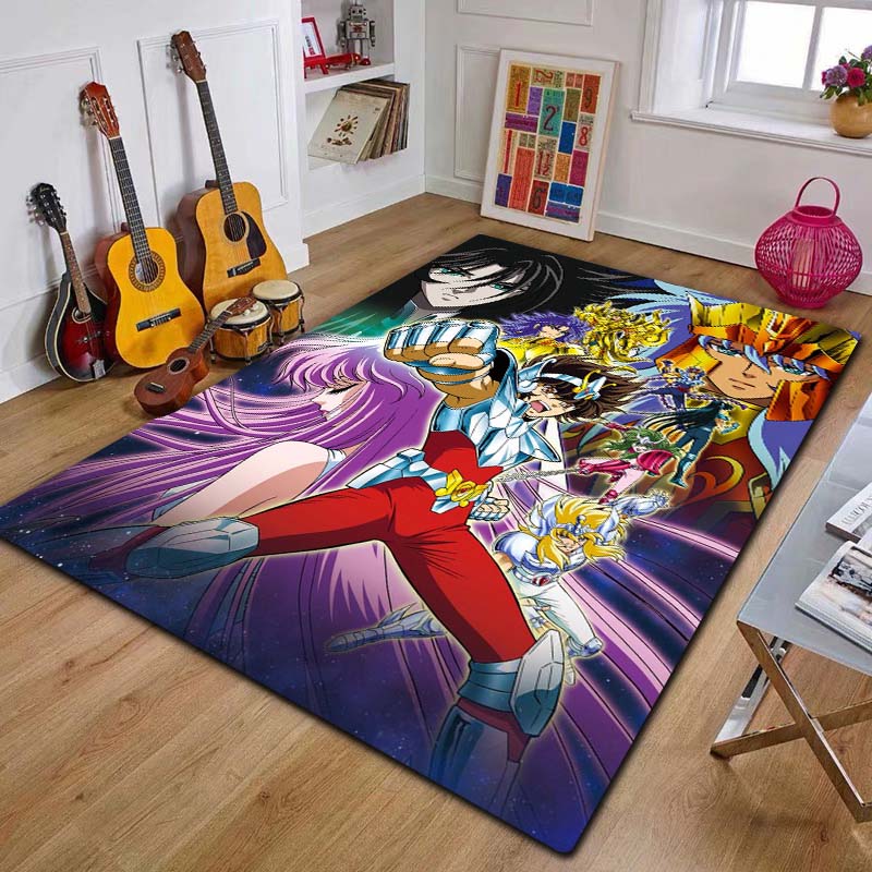 Ретро Saint Seiya ковер с рисунком аниме для дома, гостиной, спальни, дивана, коврика, декор, детский игровой коврик, нескользящий напольный коврик