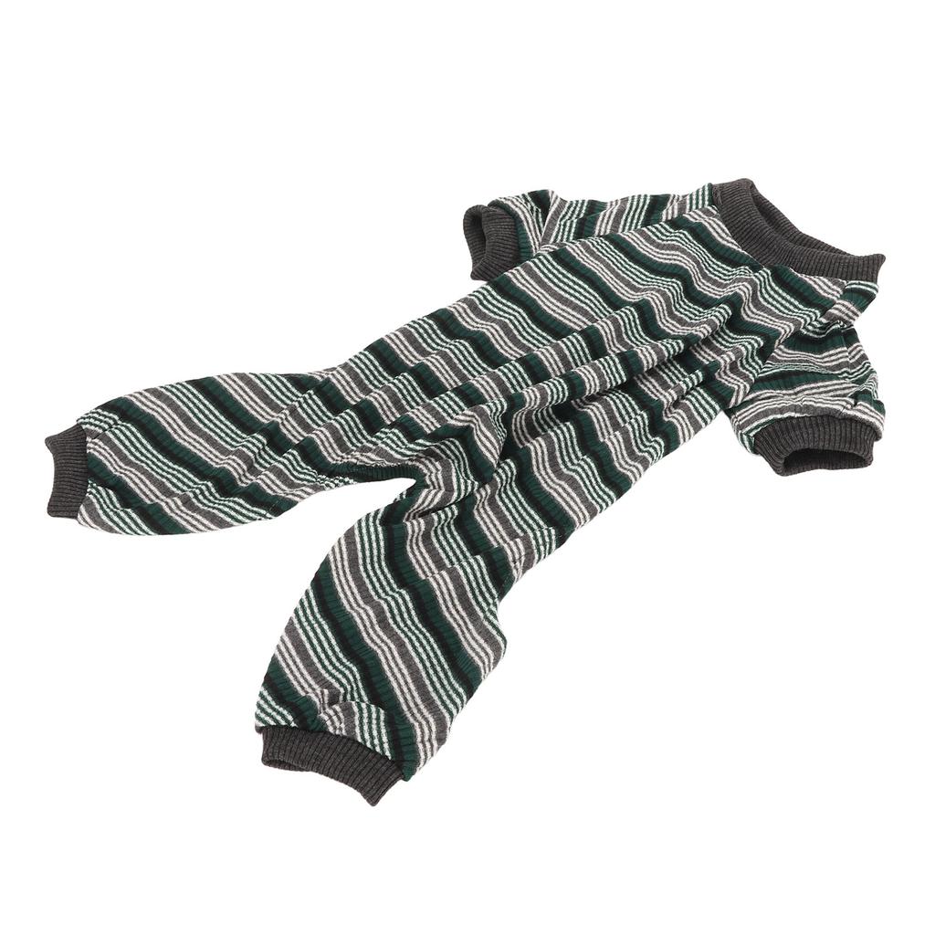 Striped Dog Pajamas Soft Elastic Spring Summer Onesie Puppy Pajamas for Photo Shoots Parties Green S