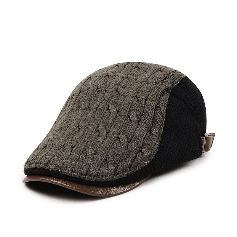 Men's casual baseball caps, berets for middle-aged and elderly men: warm knitted caps for autumn and winter
