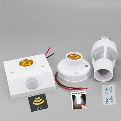 AC 110В-240В Патрон с цоколем E27 Звук или PIR-датчик движения Инфракрасный датчик движения человеческого тела Контроль Держатель лампы Лампа Светодиодный ночник Время задержки