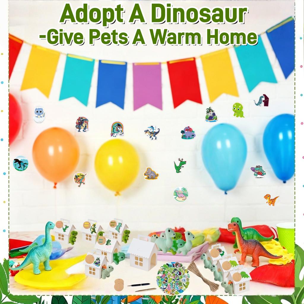 8-24Set Adopt a Dinosaur Party Favors Mini Dinosaur Stuffed Animals With Sticker Dinosaur Plushies Gift For Birthday Party Favor