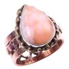 Двухцветное кольцо ручной работы из стерлингового серебра 925 пробы с натуральным розовым опалом S.7.5 b7q59