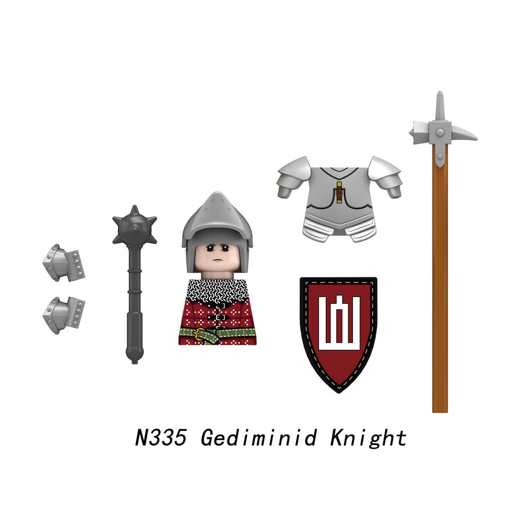 4 Styles Medieval Heraldry Heavy Armor Knight Brick Figures ABS Collectible Ornaments for Teen Adult Military Hobby Enthusiasts