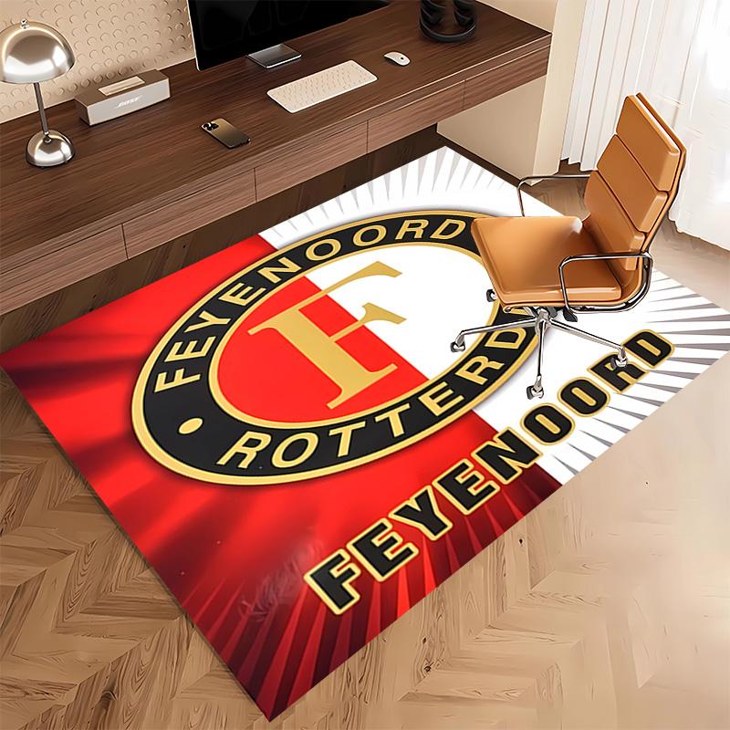 1pc Feyenoord Rotterdam logo Print Area Rug - Soft, Washable Non-Slip Indoor Mat, Living Room, Home Office Decorative Rug,Office Decorative