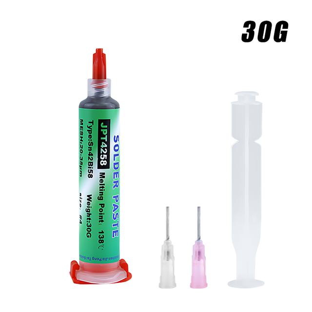Sn42bi58 SMD Welding Paste 138℃ 183℃ 217℃ Low Temperature Lead-free Syringe No Clean Solder Paste For Iphone Repair Solder Paste