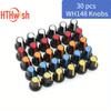 5colors*6pcs=30pcs/lot WH148 Potentiometer Knobs 15X17mm 6mm Potentiometer 5 Colors Knob Cap Yellow Orange Blue White Red
