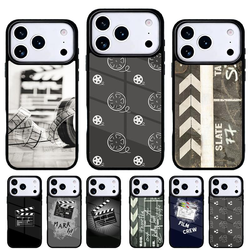 Чехол для телефона Кинохлопушка для iPhone 17 16 15 14 13 Pro Max Задняя крышка для 12 11 Pro Coque