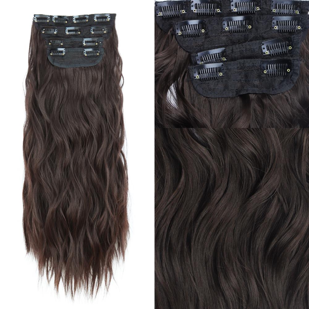 MISSQUEEN Светло-коричневые длинные волнистые волосы для наращивания из синтетического волокна, натуральные 4 шт., на клипсе, женская модная повседневная одежда, волосы