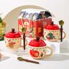 Креативная керамическая кружка-чашка Apple на Рождество с крышкой, рождественский подарок, высокая, красивая чашка для воды, подарочная коробка, сувенир