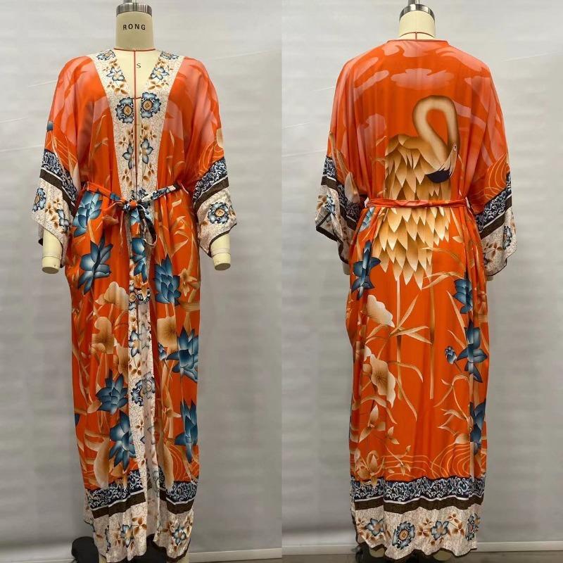 Пляжная блузка Цветочный халат для отпуска Бикини Солнцезащитный крем Сексуальный кардиган Женщина