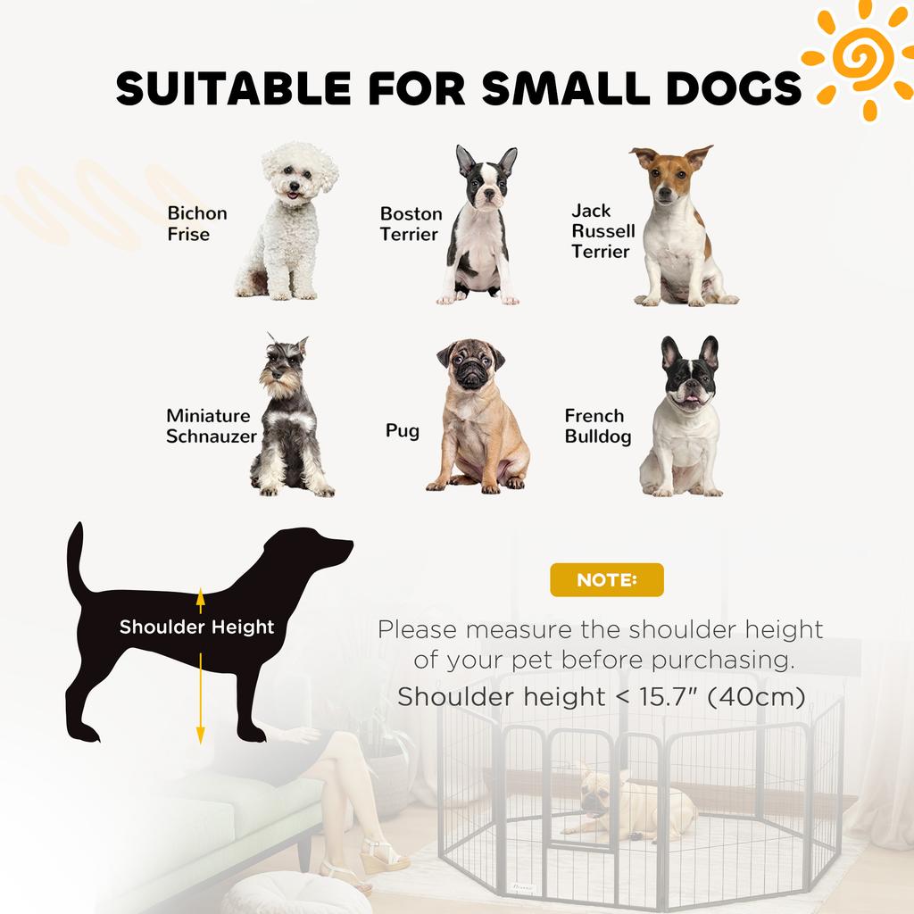 Eight Panel Dog Playpen With Door For Large Dogs Indoors Outdoors 60cm Tall Black