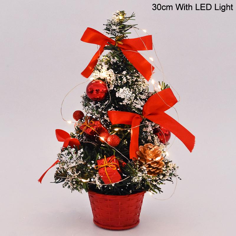 20/30cm Artificial Christmas Tree with LED Light Balls 2025 Christmas Decoration for Home 2025 New Year Gift Xmas Table Ornament