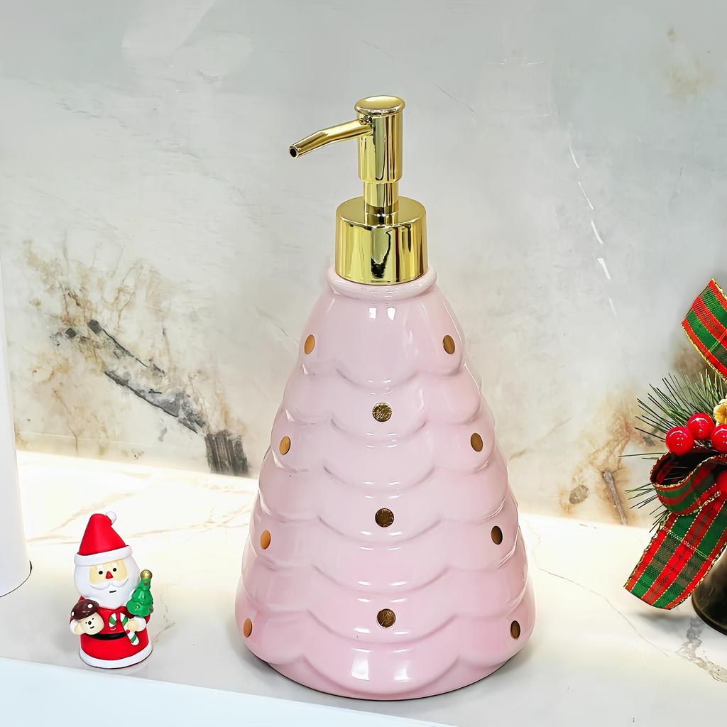 1Pc Original Design Ins-Style Christmas Tree Ceramic Soap Dispenser Bottle Capable Of Storing Various Hand Soaps Shower Gels And Lotions Is A