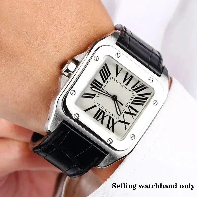 Ремешок для часов Cartier Santos 100, 20 мм, 23 мм, для мужчин и женщин, высококачественные кожаные ремни, складная пряжка, ремешок для часов из натуральной кожи