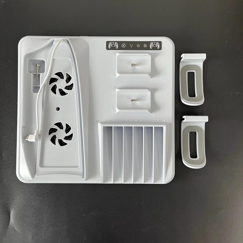 ДЛЯ PS5 Slim с зарядной док-станцией и подставкой для хранения 8 игр с охлаждающим вентилятором и зарядной станцией для контроллера PS5