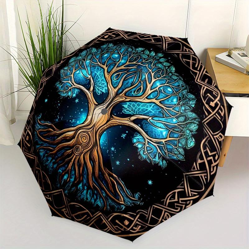 "Enchanted Tree of Life Wall Art: Mystical Decor for Your Space"Umbrella, Portable 3-Fold Compact Umbrella for Men & Women ES11