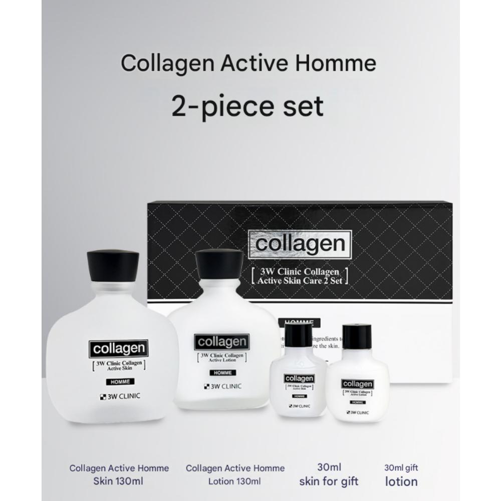 3w Clinic Набор Collagen Active Homme из 2 предметов (Тоник и лосьон)