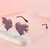 Costume UV400 Protection Sunglasses for Women Heart Glasses Rimless Sunglasses Heart Sunglasses