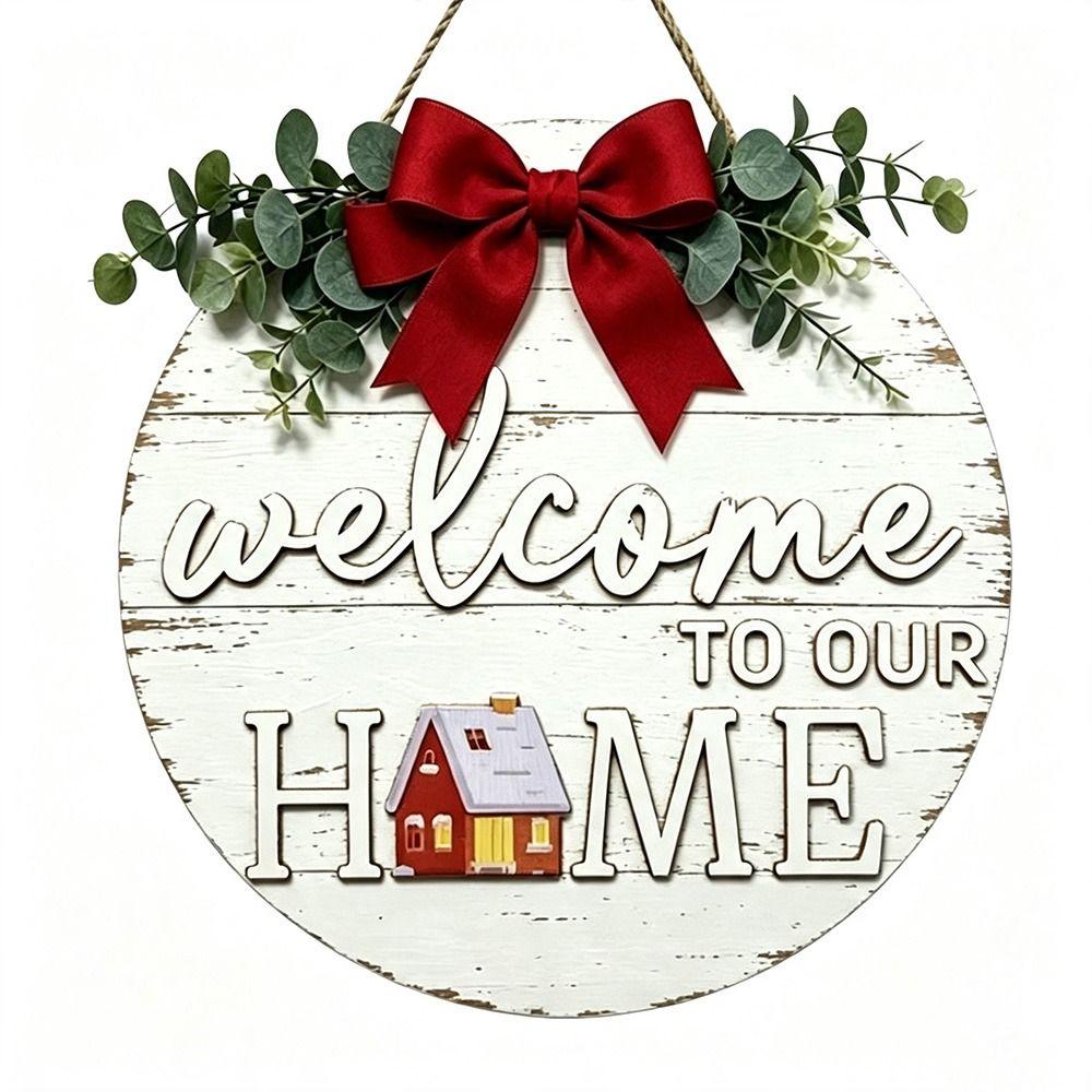 Floral Pattern Wooden Door Sign Solid Wood Door Wreath Durable Hanging Plaque Spring Summer Decor