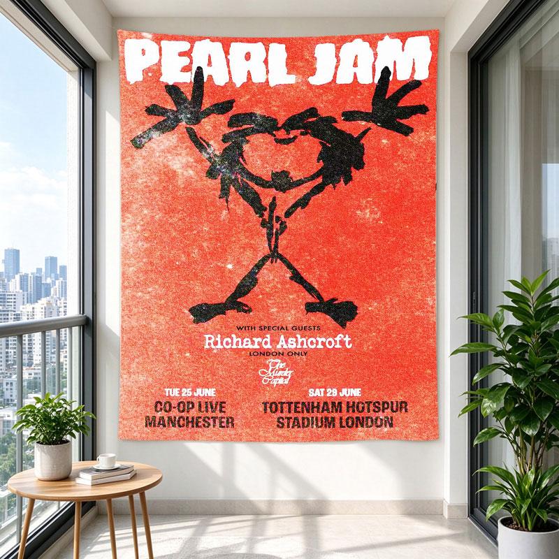 Pearl Jam Stick Figure Red Grunge Concert Tour Poster