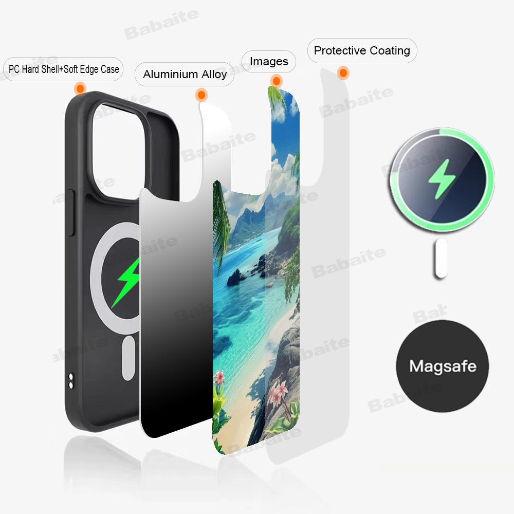 Морские Тропические Пальмы Пляж Телефон Магнитный Чехол Для IPhone 16 14 13 12 11 15 Pro Max Plus Для Magsafe Беспроводная Зарядка Чехол
