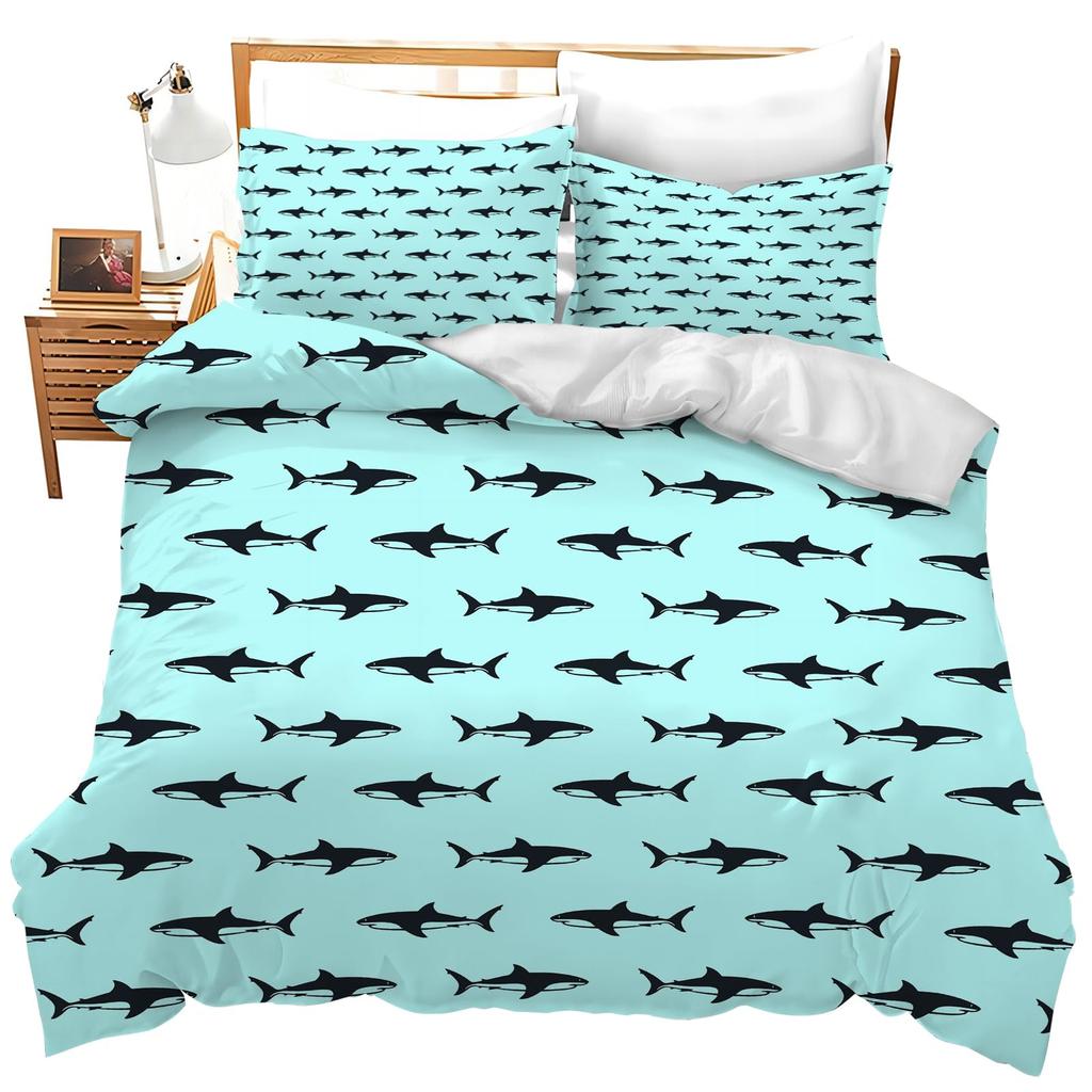 Teens Shark Duvet Cover Ocean Life Pattern Bedding Set for Kids Boys Girls Adult Dolphin Whale Comforter Cover Twin Queen Size