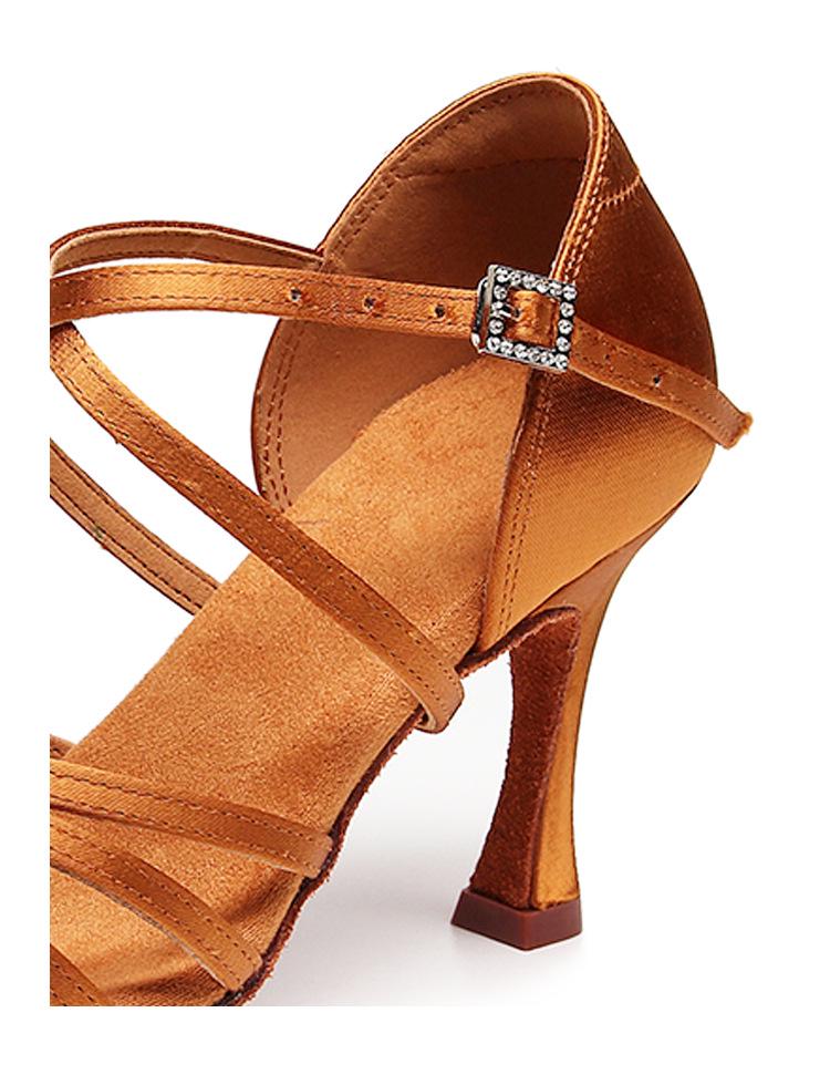 Профессиональные туфли для латиноамериканских танцев из шелка для взрослых - Мягкая подошва, Средний высокий каблук, Идеальны для соревнований и практики