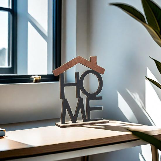 LOVE HOME Desktop Decoration with Base Room Home Office Living Wooden Table Centerpiece Hollow