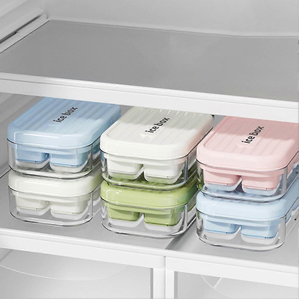 Easy Release Press Ice Maker Box with Cover for Home Drinks Space-Saving Stackable Household Food-Grade Ice Tray for Kitchen Convenience