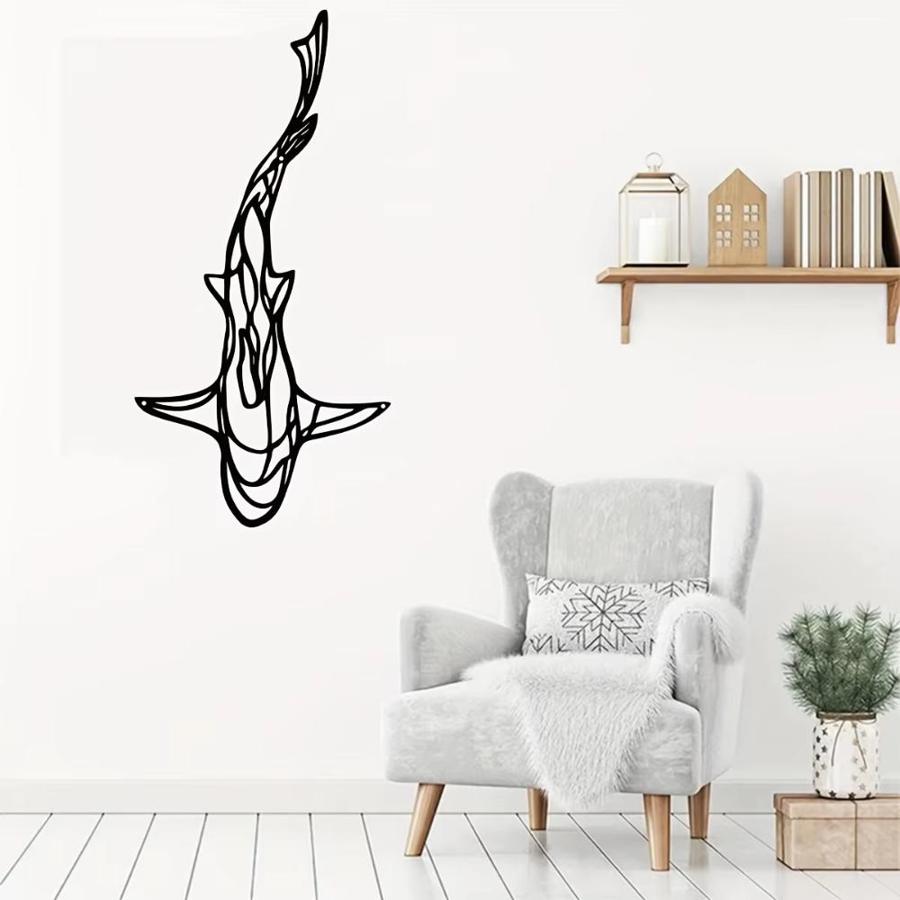 1pc, Minimalist Metal Wall Decoration Crafts, Iron Art Minimalist Line Shark Silhouette Wall Hanging for Bedroom Wall Decoration