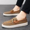 Новые туфли для мужчин Кожаная повседневная обувь Трендовая обувь для отдыха на плоской подошве Уличная мода Мокасины без застежек