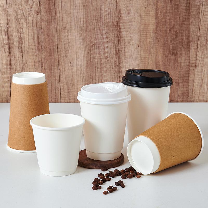 500ml Large Capacity Coffee Shop Hot Drink Cup Disposable Thickened Beverage Cup Double Layer High Temperature Resistance Portable Milk Tea Paper Cups