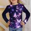 Butterfly Children's 3D Digital Printed Girls' Fashionable and Comfortable Round Neck Long Sleeved T-shirt