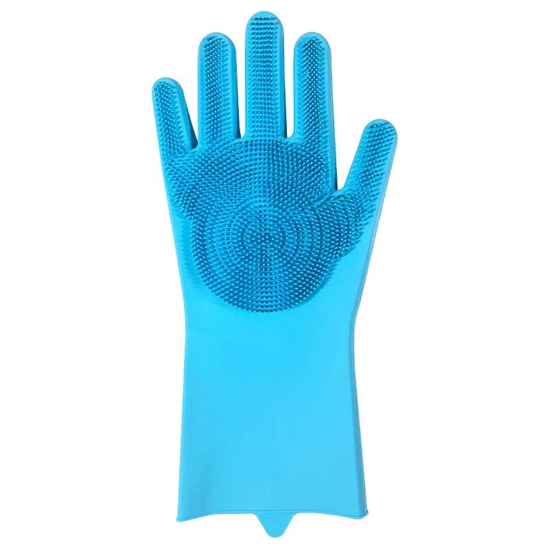 1 Pair Gloves Kitchen Silicone Cleaning Gloves Magic Dish Washing for Household Scrubber Rubber Kitchen Clean Tool