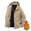 Mens Winter Hooded Jacket Thick Fleece Lined Casual Loose Trendy Coat Middle Aged