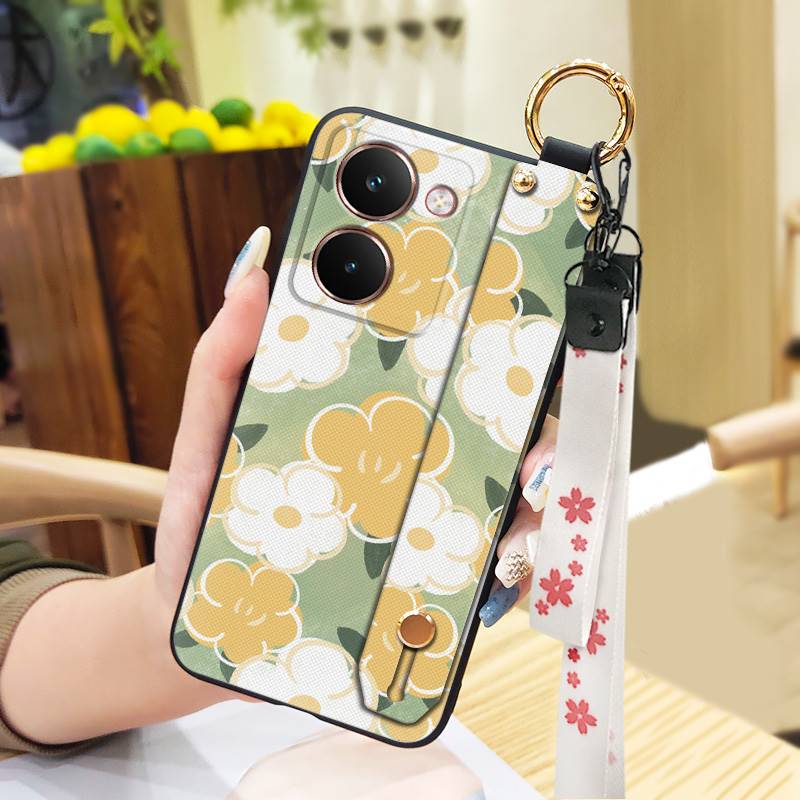 Silicone Back Cover Phone Case For Realme P3 Ultra 5G Protective Oil Painting Soft Case Fashion Design Anti-dust Lanyard