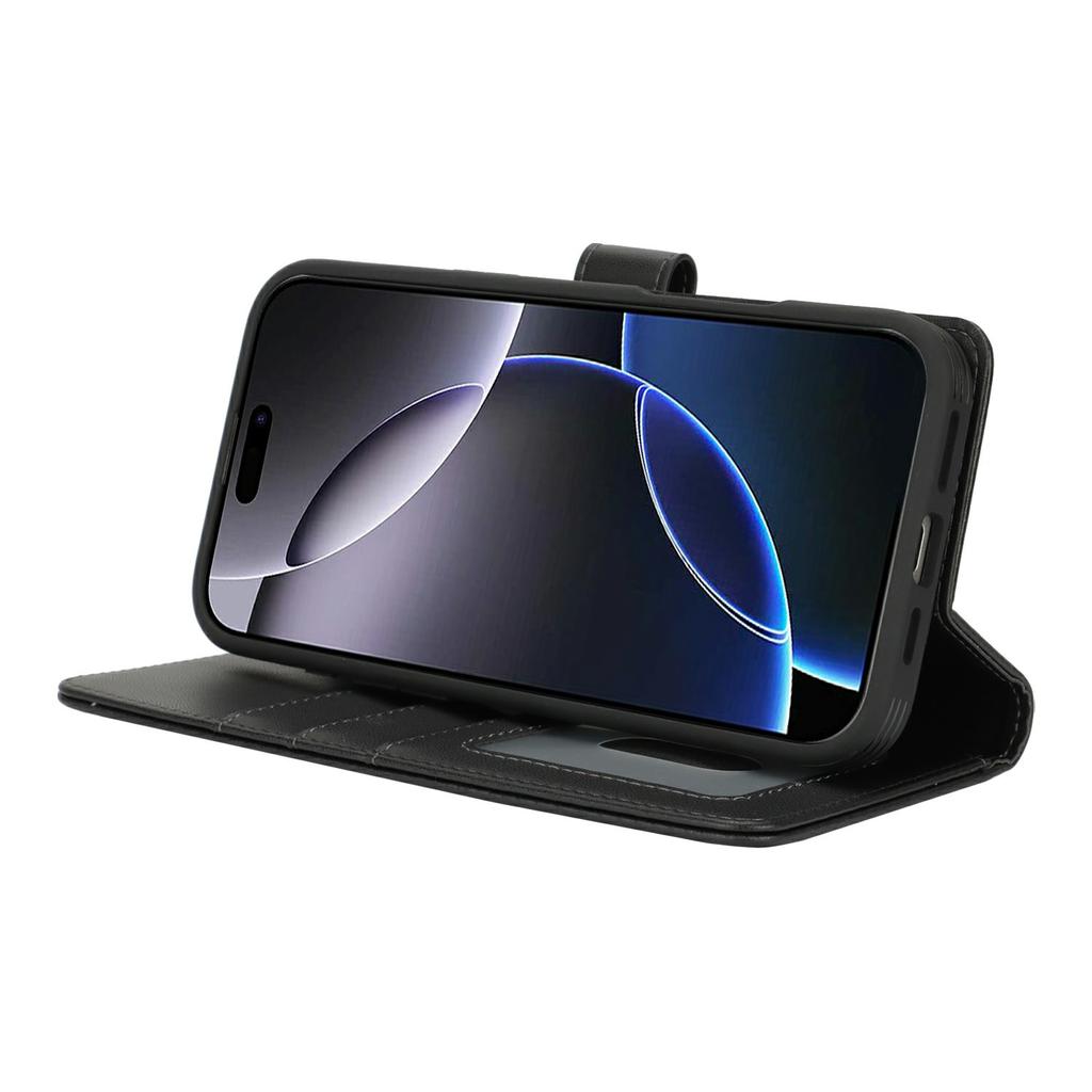 For iPhone 16 Pro Wallet Case Compatible with MagSafe Anti-Drop Detachable PU Leather Phone Cover