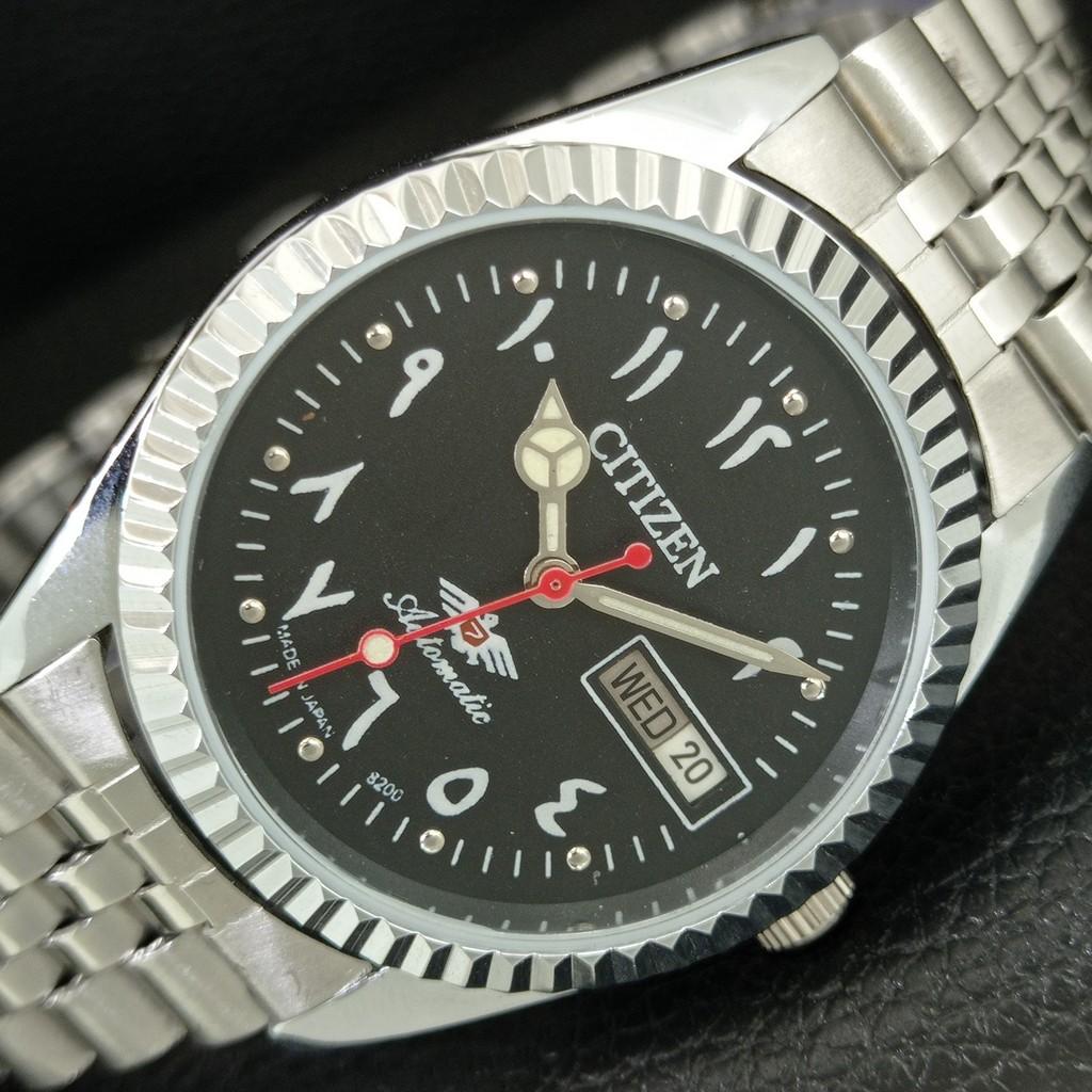 ВИНТАЖНЫЕ ВОССТАНОВЛЕННЫЕ АВТОМАТИЧЕСКИЕ МУЖСКИЕ ЧАСЫ CITIZEN 8200 ЯПОНИЯ ЧЕРНЫЙ ЦИФЕРБЛАТ a446829-1