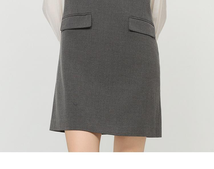 [Same as in the mall] Simple and fashionable loose dress with sleeveless double pocket design, elegant and versatile solid color short skirt