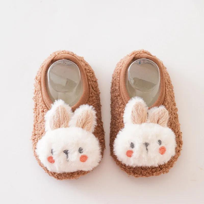 Warm Plush Baby Slippers Autumn Winter Toddler Floor Sock Shoes Boy Girl Children Soft Anti-slip Walking Shoes Indoor Kids Shoes