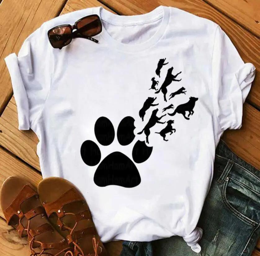 Dog Paw Cute Feet Dog Claws Short Sleeve T-shirt Men's and Women's Fashion Tops Cartoon Oversized T Shirt Kawaii Clothes Tee