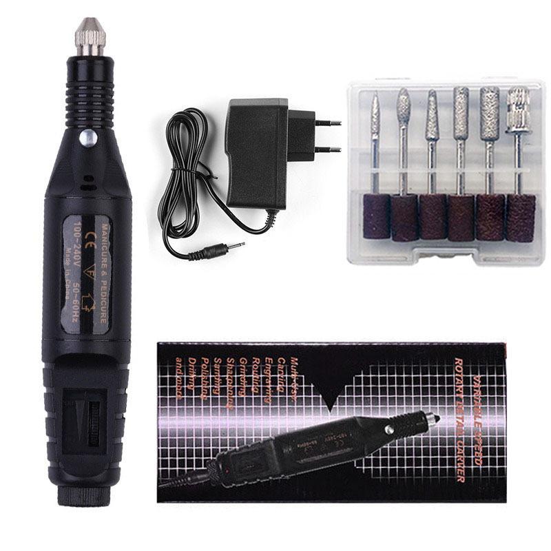 Electric Nail Drill Portable Pen-Style Nail File Mini Manicure Grinder Adjustable Speed Nail Buffer